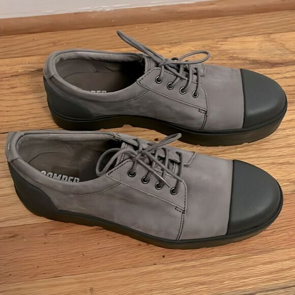 Camper platform Vintar Gray Nubuck Leather lace up brogues size 39/ US 39 - Picture 9 of 12